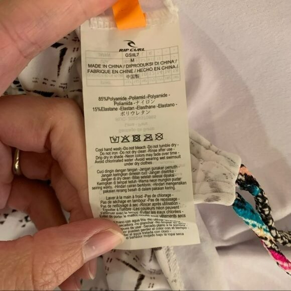 Rip curl womens ruffle flounce bikini top multicolor black white size medium NWT - Picture 7 of 11